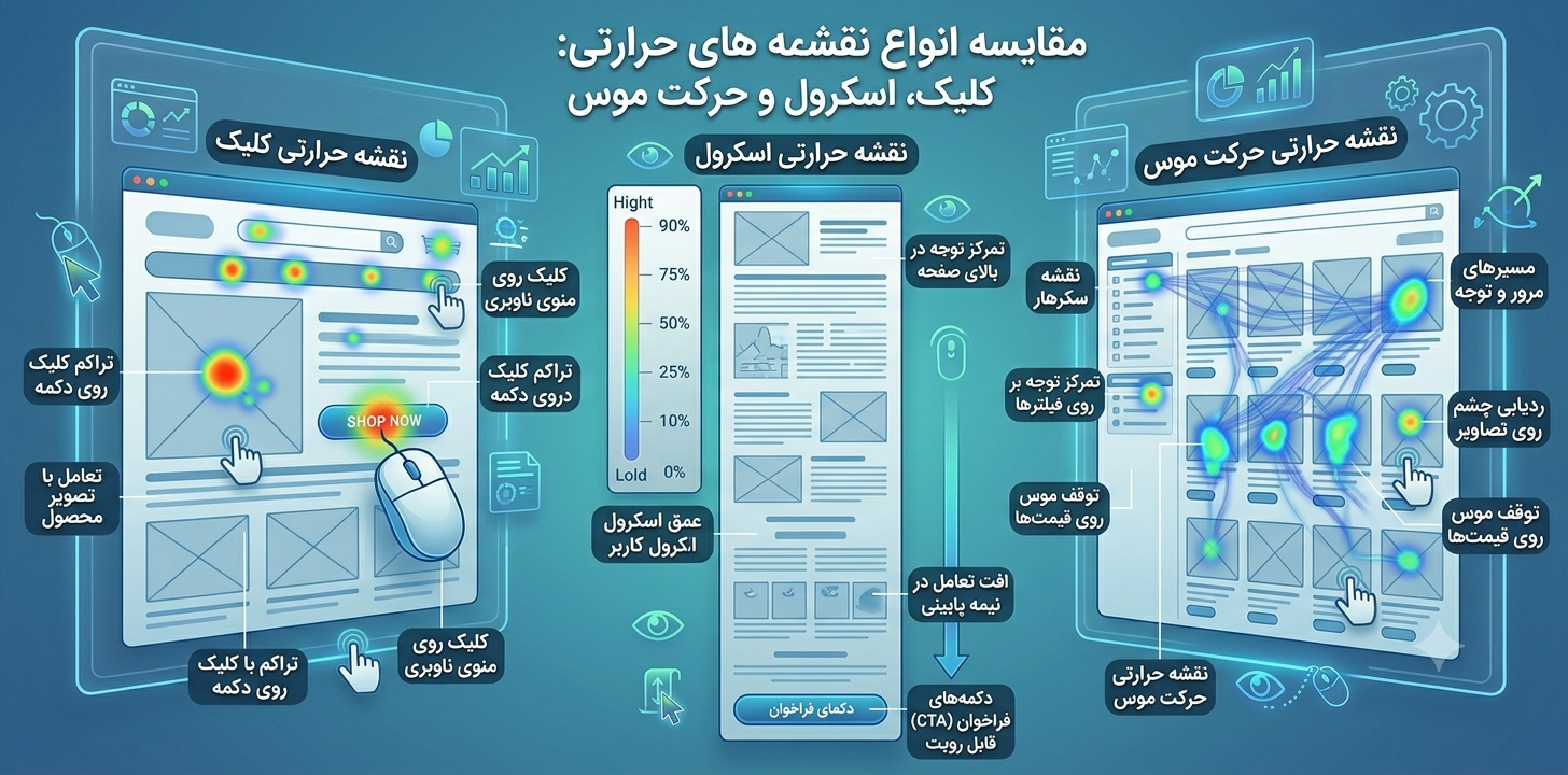 انواع نقشههای حرارتی و کاربرد آنها در تحلیل رفتار کاربر